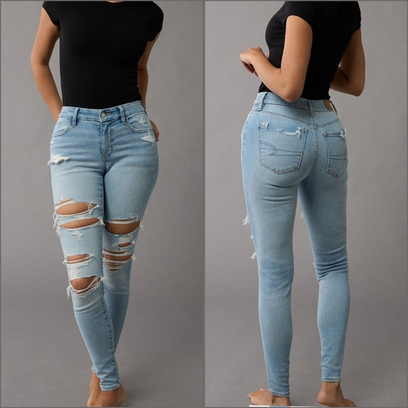 American Eagle Outfitters Denim - American Eagle Curvy High Rise Ripped Jeggings sz 14 NEW